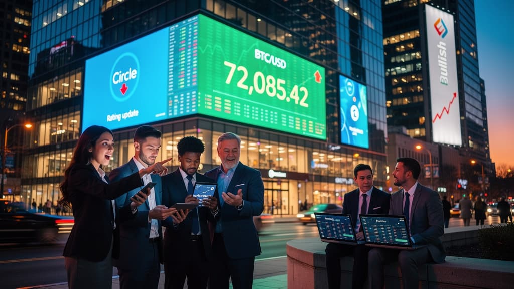 Bitcoin Surpasses $72,000 Amid Market Shifts; Circle and Bullish Experience Downgrades